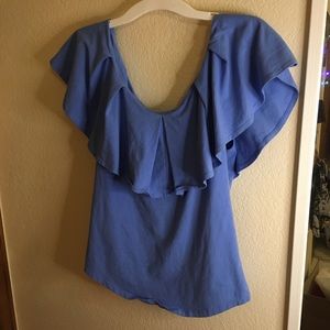 Blue blouse with ruffles